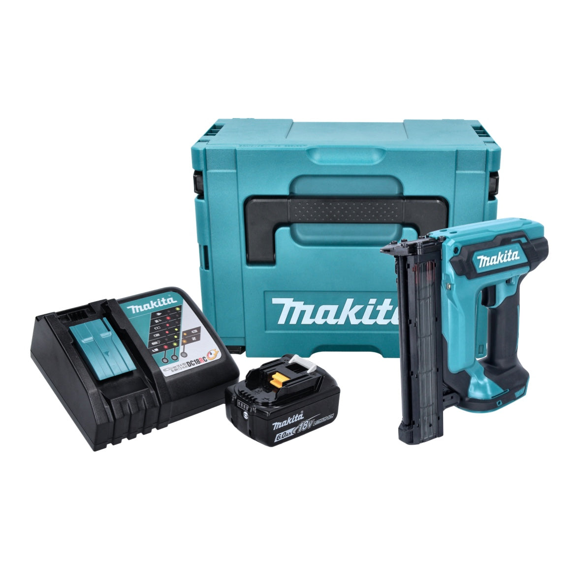 Makita DFN 350 RG1J cloueuse à tête d'emballage sur batterie 18 V 15 - 35 mm + 1x batterie 6,0 Ah + chargeur + Makpac