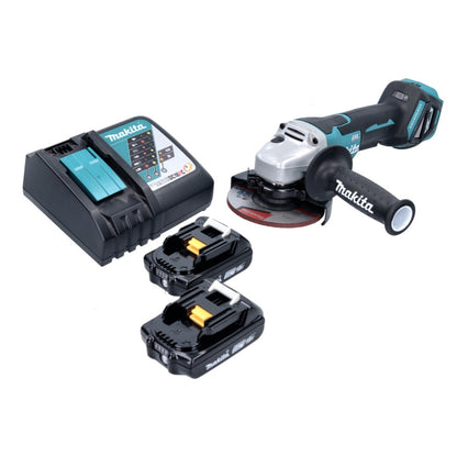 Makita DGA 515 RA Meuleuse d'angle sur batterie 18 V 125 mm sans balais + 2x batteries 2,0 Ah + chargeur