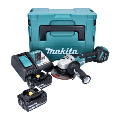 Makita DGA 515 RFJ Meuleuse d'angle sur batterie 18 V 125 mm sans balais + 2x batteries 3,0 Ah + chargeur + Makpac