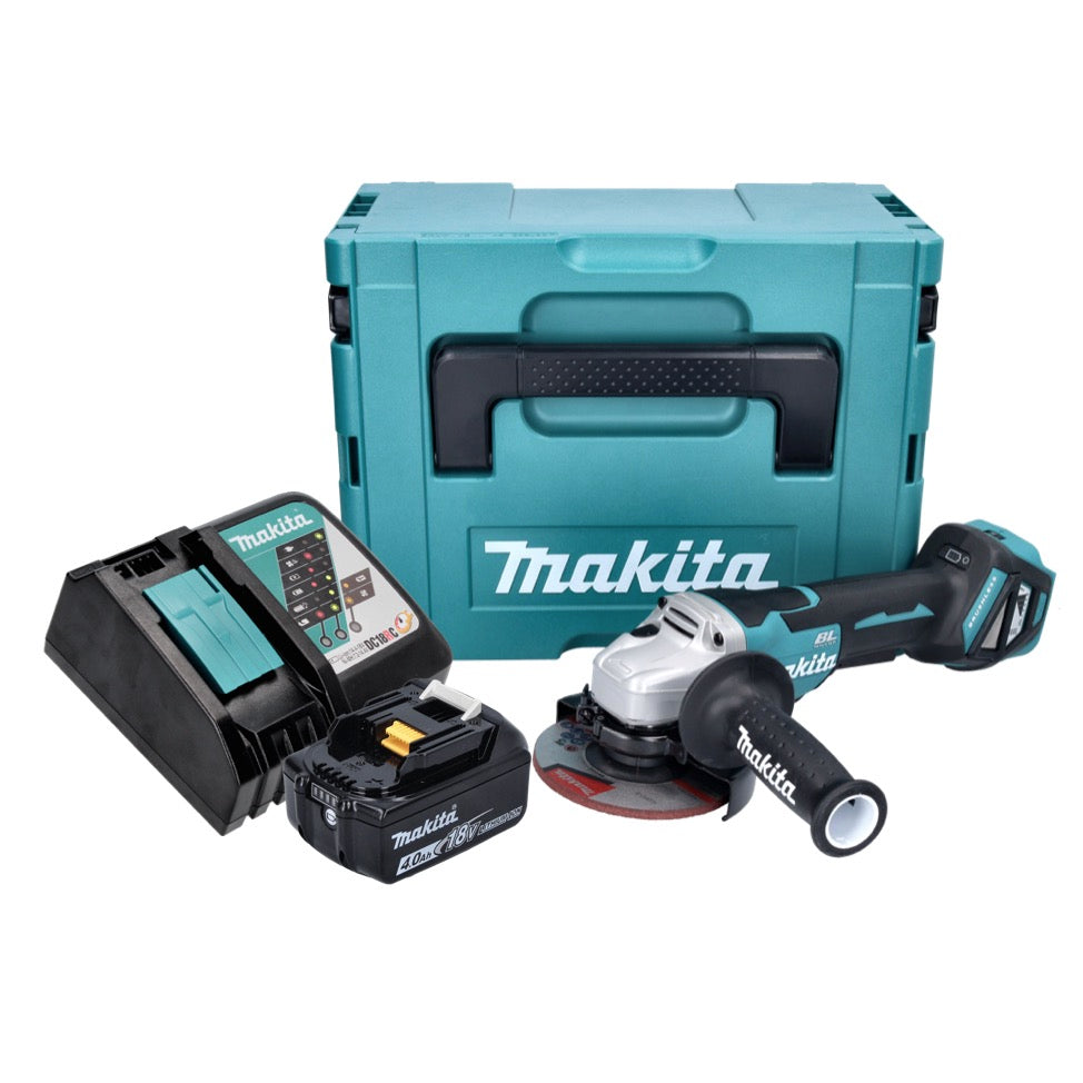 Makita DGA 515 RM1J Meuleuse d'angle sur batterie 18 V 125 mm sans balais + 1x batterie 4,0 Ah + chargeur + Makpac