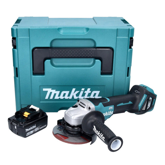 Makita DGA 515 G1J Meuleuse d'angle sur batterie 18 V 125 mm sans balai + 1x batterie 6,0 Ah + Makpac - sans chargeur