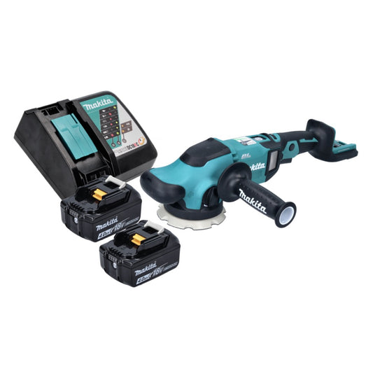 Makita DPO 500 RM Akku Exzenterpolierer 18 V 125 mm Brushless + 2x Akku 4,0 Ah + Ladegerät