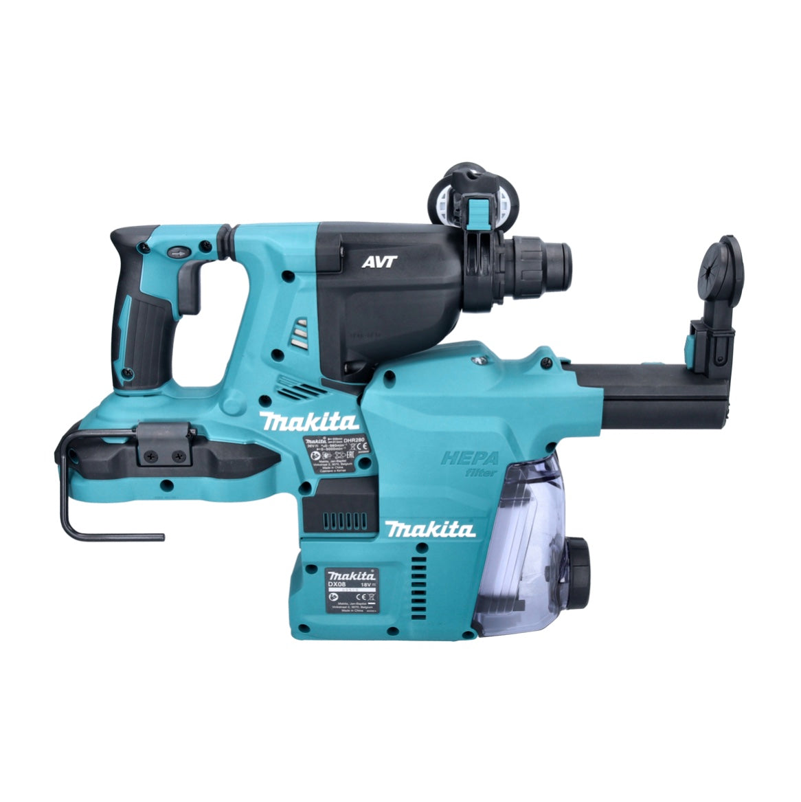 Makita DHR 280 ZWJ Akku Bohrhammer 36 V ( 2x 18 V ) 2,8 J SDS Plus Brushless + DX08 Staubabsaugung + Makpac - ohne Akku, ohne Ladegerät