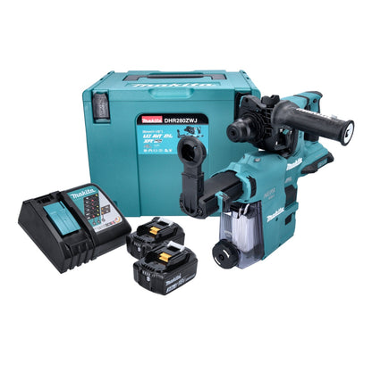 Makita DHR 280 RFWJ marteau perforateur sans fil 36 V (2x 18 V) 2,8 J SDS Plus sans balais + 2x batterie 3,0 Ah + chargeur + aspirateur DX08 + Makpac