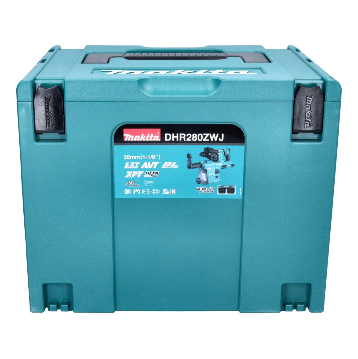 Makita DHR 280 RGWJ marteau perforateur sans fil 36 V (2x 18 V) 2,8 J SDS Plus sans balais + 2x batterie 6,0 Ah + chargeur + aspirateur DX08 + Makpac