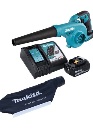 Souffleur de feuilles Makita DUB 185 RT1 sur batterie 18 V + 1x batterie 5,0 Ah + chargeur + sac de ramassage