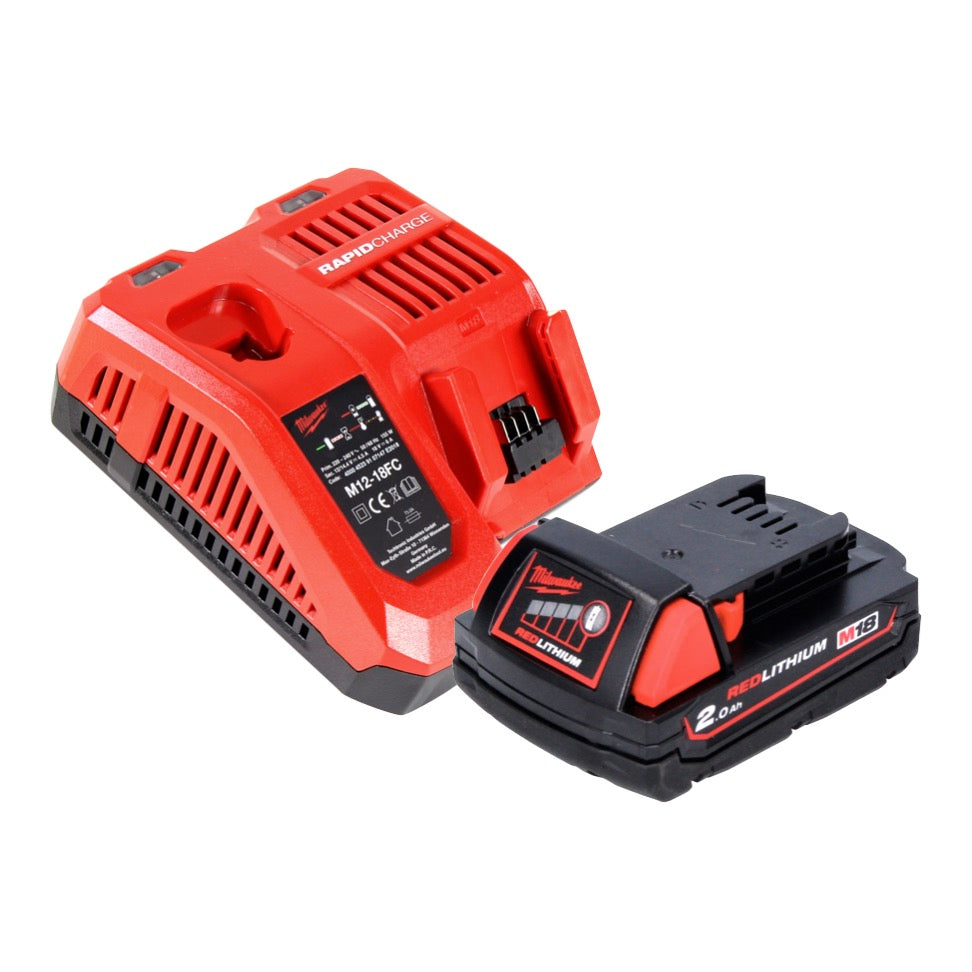 Ponceuse excentrique sur batterie Milwaukee M18 BOS125-201 FC 18 V 125 mm + 1x batterie 2,0 Ah + chargeur