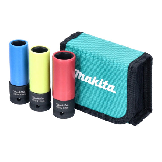 Jeu de clés à douille pour voiture Makita 3 pièces 1/2" carré 17 / 19 / 21 mm (E-12354)