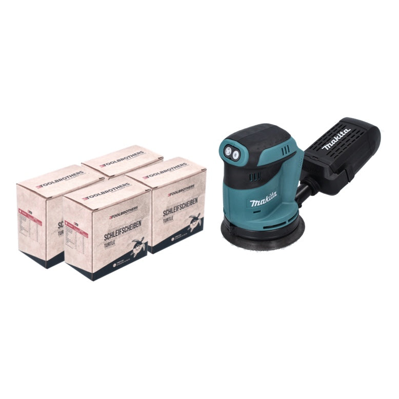 Makita DBO 180 Z Akku Exzenterschleifer 18 V 125 mm + 4x Toolbrothers TURTLE Schleifset - ohne Akku, ohne Ladegerät - Toolbrothers