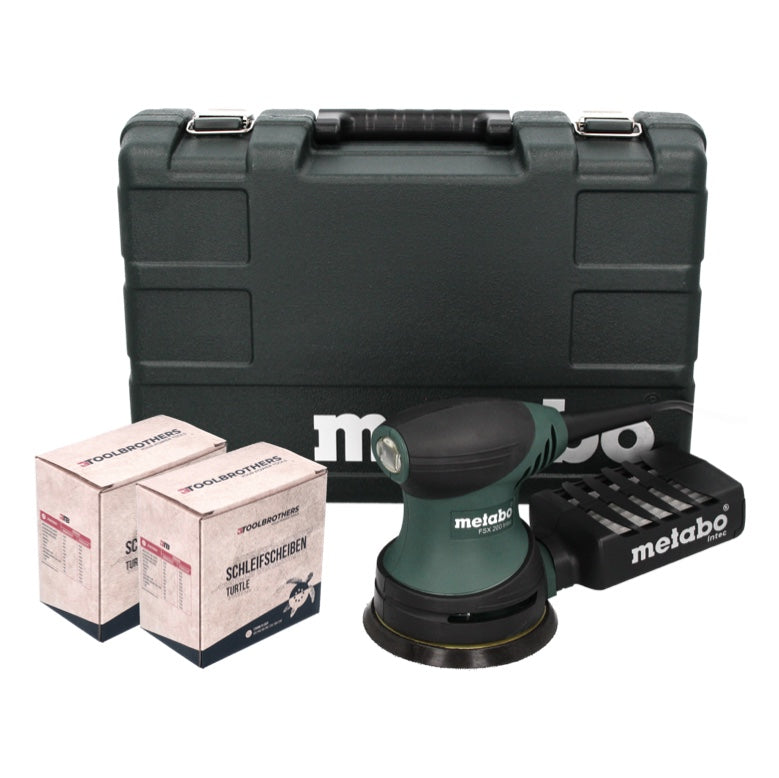 Ponceuse excentrique Metabo FSX 200 Intec 240 W 125 mm + 2x set de ponçage Toolbrothers TURTLE + mallette