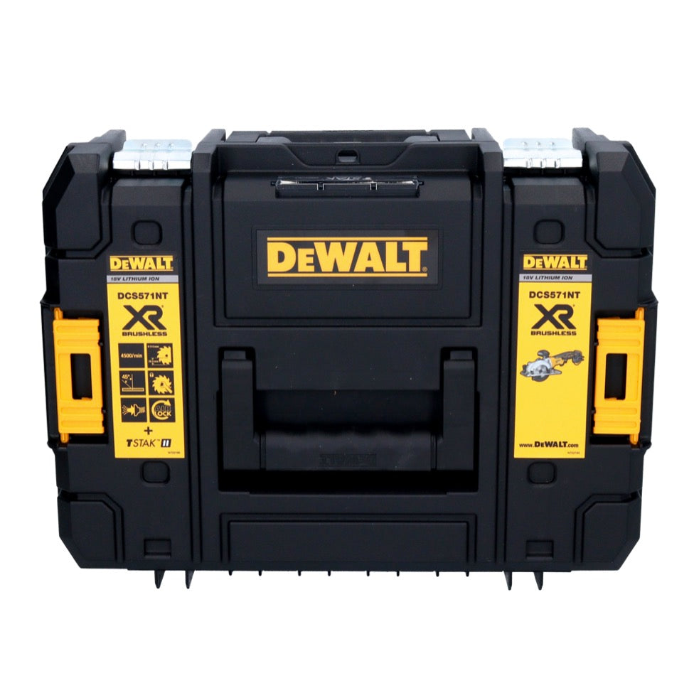 Scie circulaire sur batterie DeWalt DCS 571 L2 18 V 115 mm sans balais + 2x batteries 3,0 Ah + chargeur + TSTAK