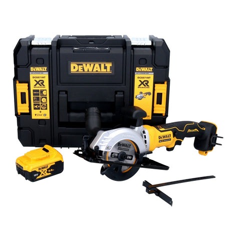 Scie circulaire sans fil DeWalt DCS 571 18 V 115 mm sans balai + 1x batterie 5,0 Ah + TSTAK - sans chargeur