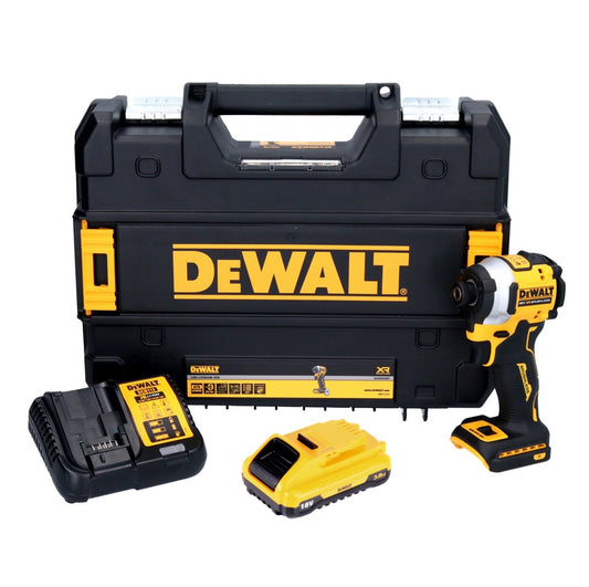 Clé à chocs sans fil DeWalt DCF 850 ​​​​L1 18 V 205 Nm 1/4" sans balai + 1x batterie 3,0 Ah + chargeur + TSTAK