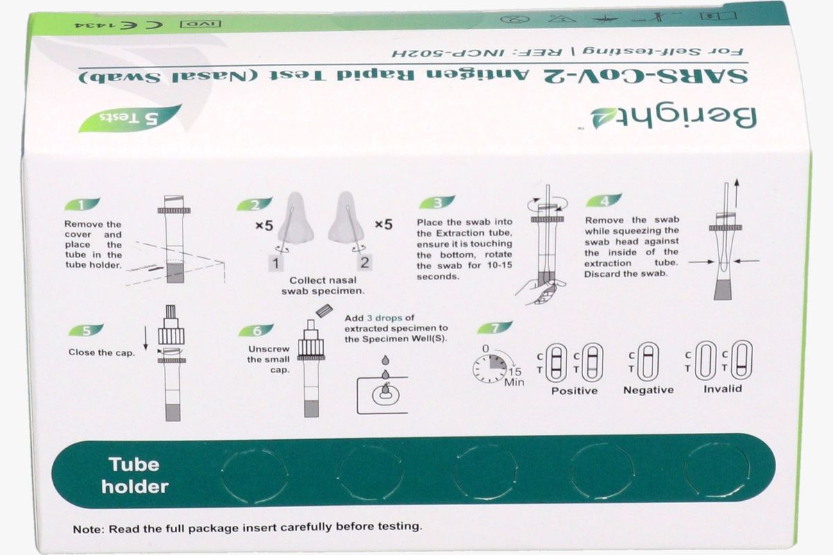 "BERIGHT" Corona Antigen Schnelltest zur Eigenanwendung für Laien / VPE 5er / CE-Zertifizierung / BfArM-Listung (AT1172/21) / PEI Evaluiert - Toolbrothers