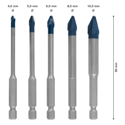 Bosch EXPERT HEX-9 HardCeramic Bohrer Set 4 - 10 mm 5 tlg. ( 2608900597 ) für Fliesen - Toolbrothers