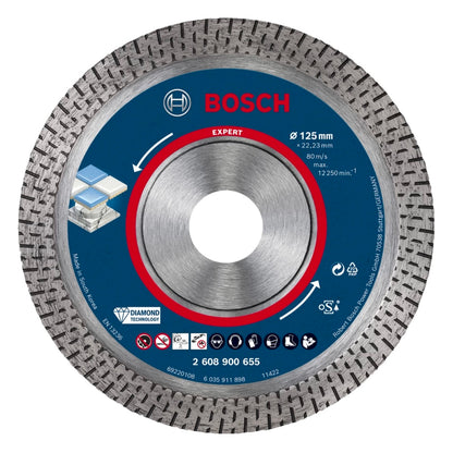 Disque à tronçonner diamanté Bosch EXPERT HardCeramic 125 x 22,23 mm 1 pièce (2608900655) Technologie diamant