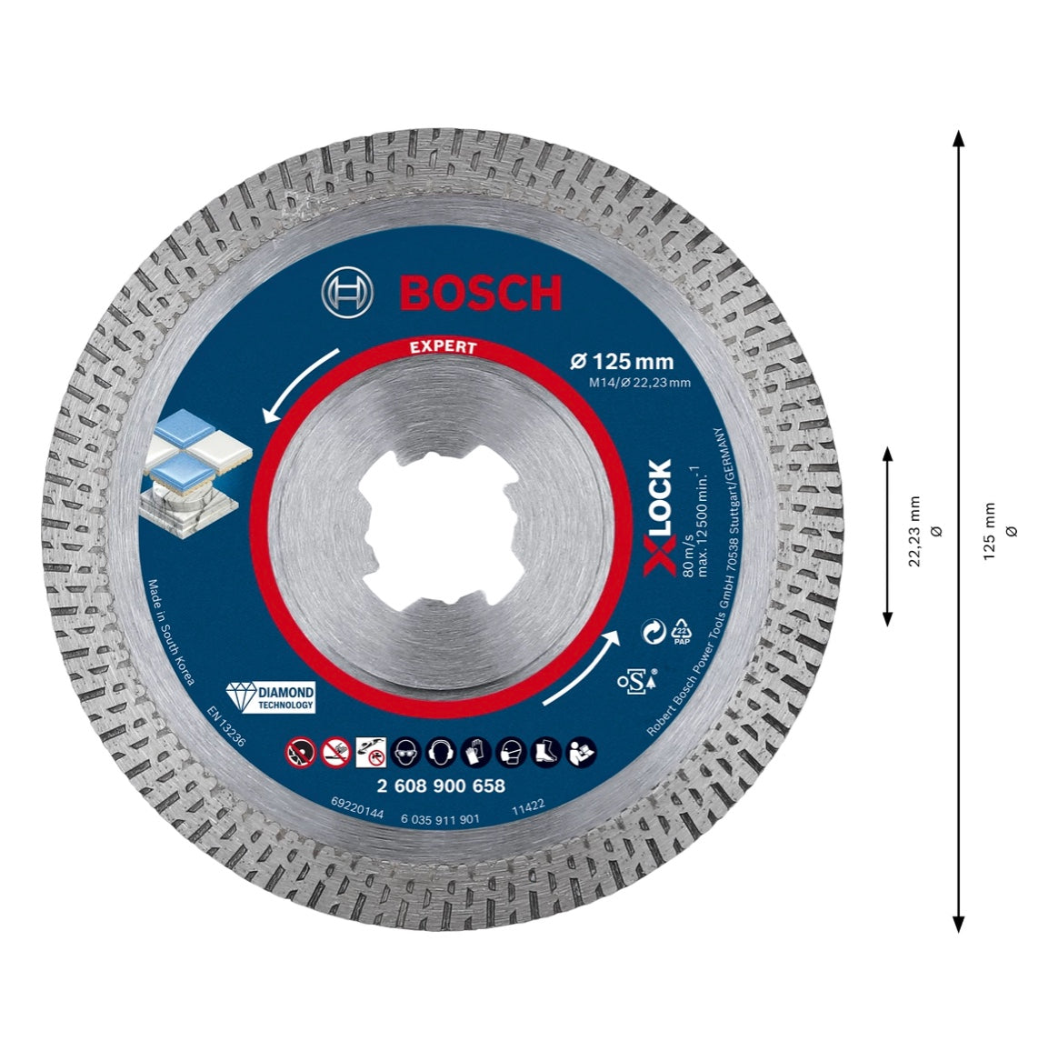 Bosch EXPERT HardCeramic X-LOCK Diamant Trennscheibe 125 x 22,23 mm 1 Stk. ( 2608900658 ) Diamond Technology - Toolbrothers