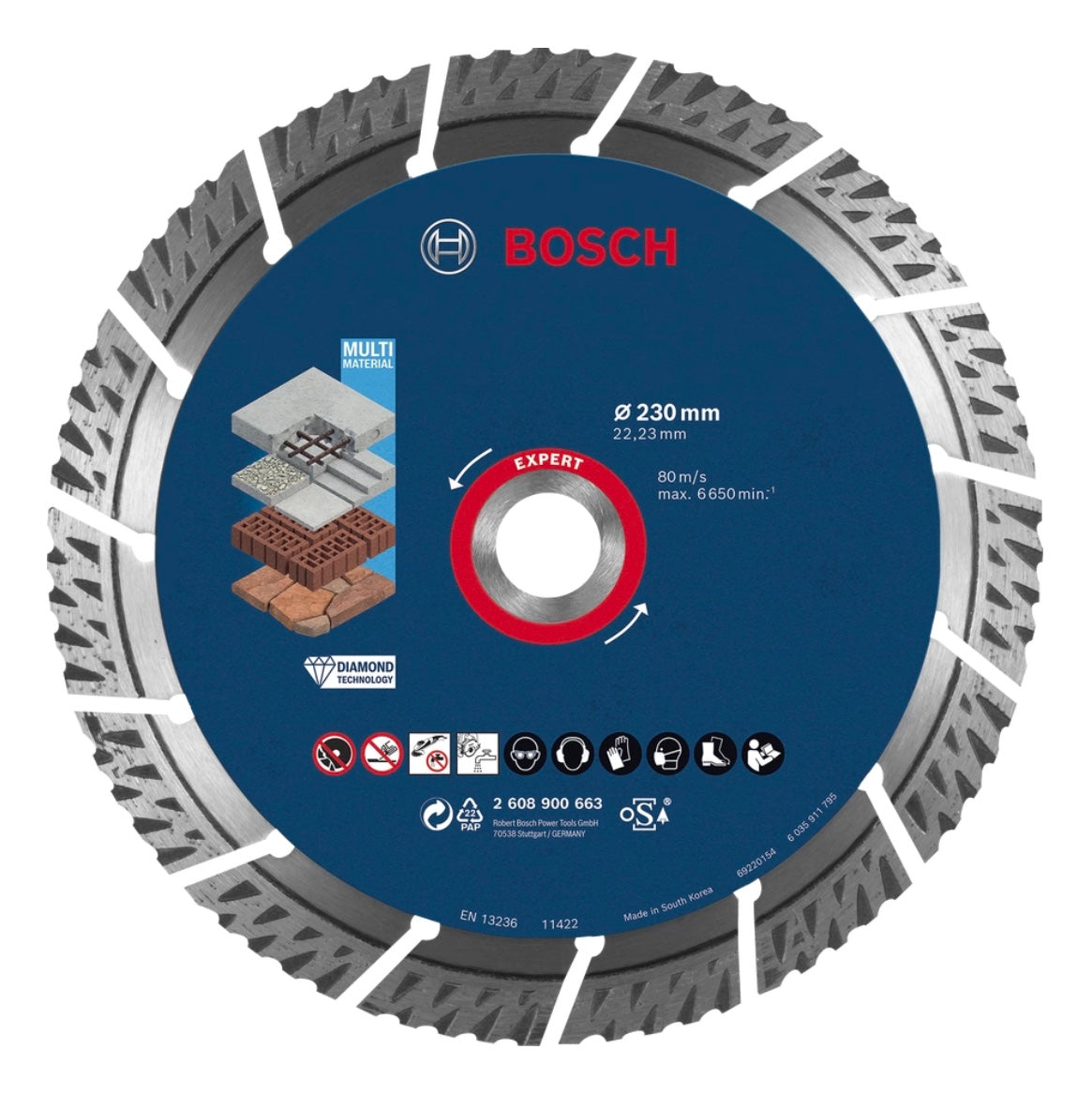 Bosch EXPERT MultiMaterial Diamant Trennscheibe 230 x 22,23 mm 1 Stk. ( 2608900663 ) Long Life - Toolbrothers