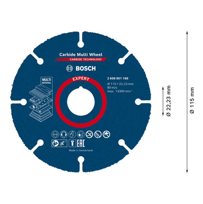 Disque à tronçonner Bosch EXPERT Carbide Multi Wheel 115 x 22,23 mm 1 pièce (2608901188) Carbide Technology