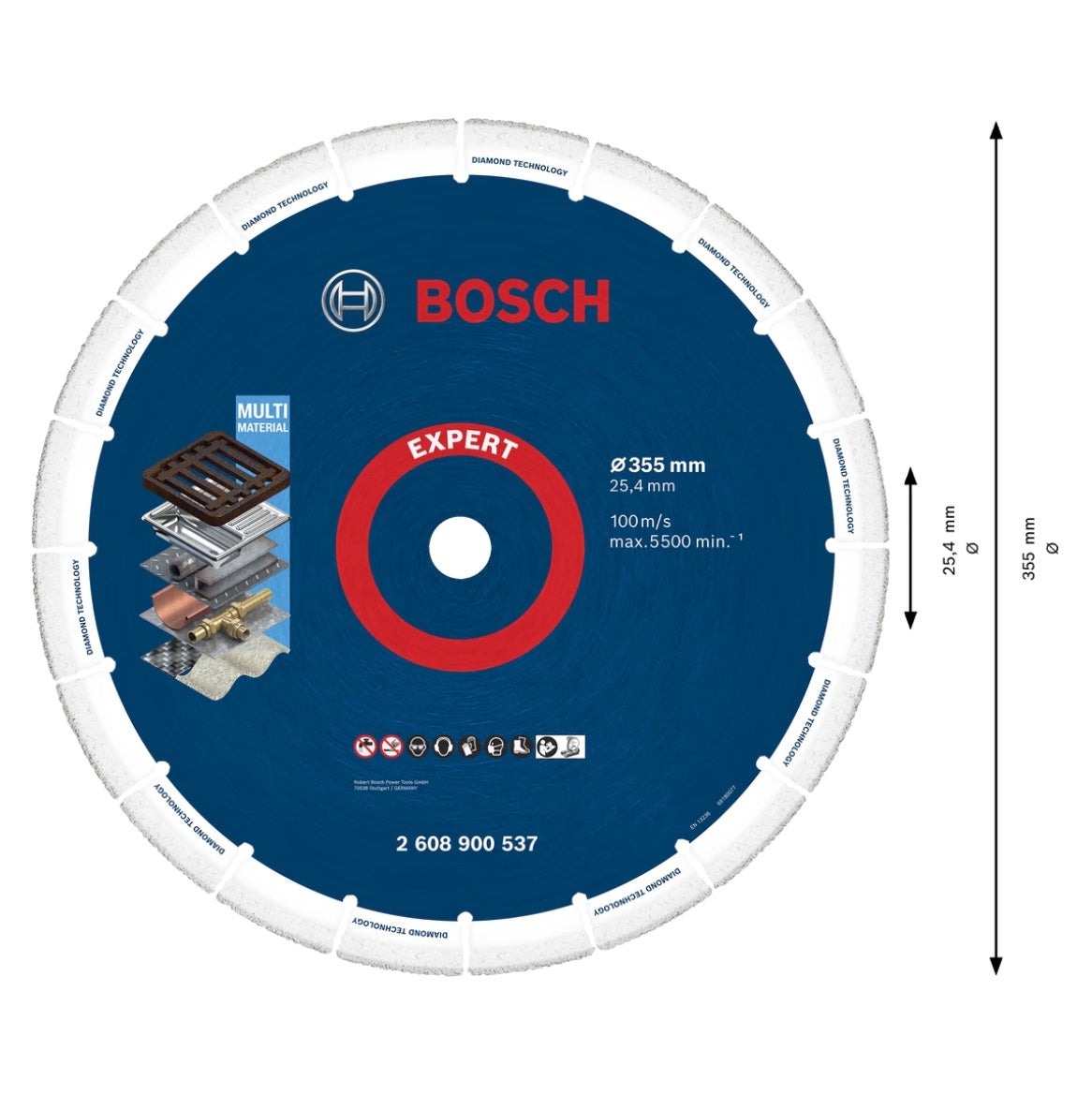 Bosch Expert Diamond Metal Wheel Trennscheibe 355 x 25,4 mm ( 2608900537 ) Diamond Technology für Kappsägen / Benzinsägen