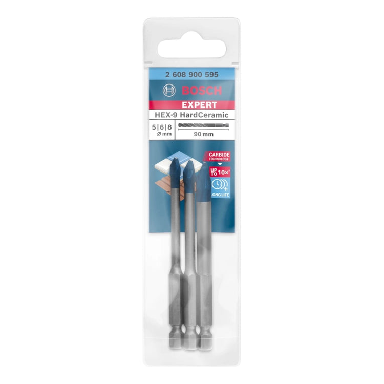 Bosch EXPERT HardCeramic HEX-9 jeu de forets 5,0 - 8,0 x 90 mm 3 pièces (2608900595) Carbide Technology