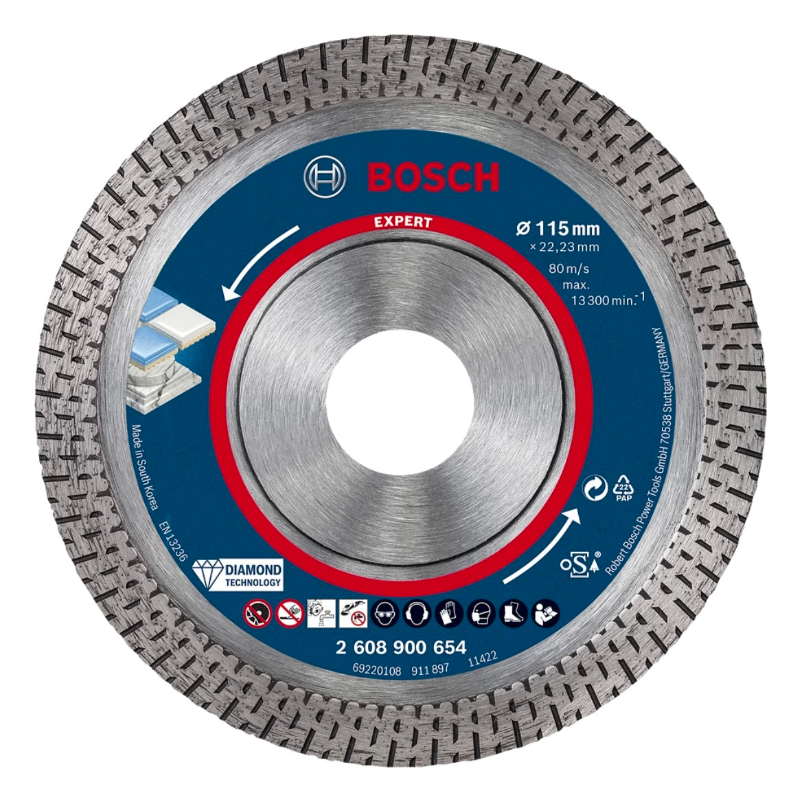 Disque à tronçonner diamanté Bosch EXPERT HardCeramic 115 x 22,23 mm 1 pièce (2608900654) Technologie diamant