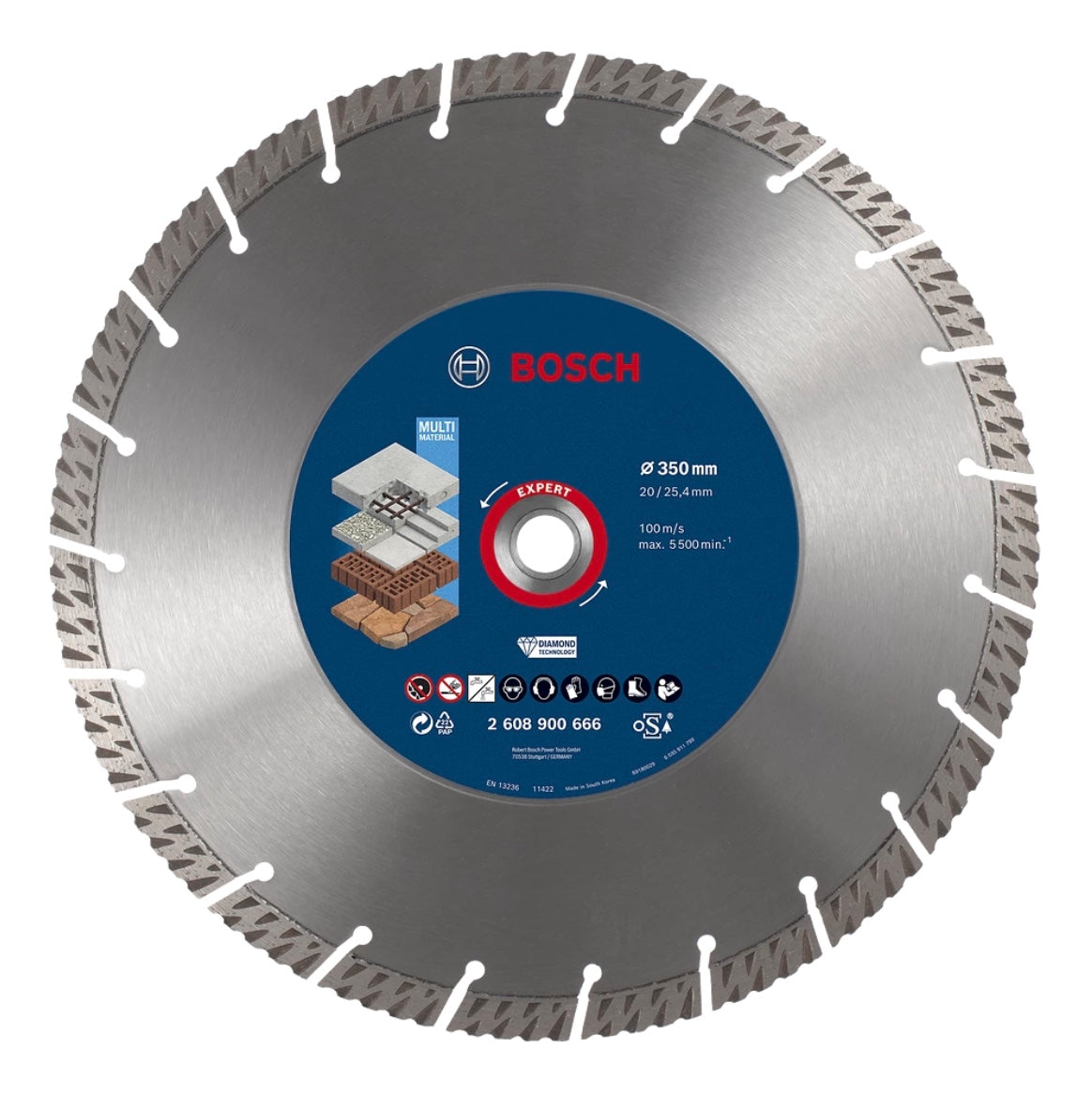 Disque à tronçonner diamanté Bosch Expert MultiMaterial 350 x 3,3 x 25,40 mm (2608900666) Technologie diamant pour scies à table / scies à essence