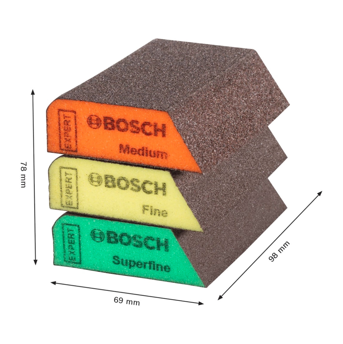 Bosch Expert S470 Combi Block Set 3 tlg. 69 x 97 x 26 mm ( 2608901174 ) Mittel / Fein / Superfein