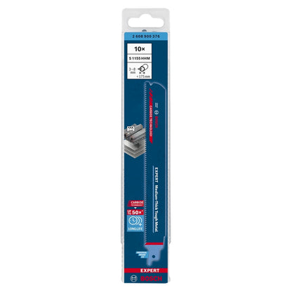 Bosch EXPERT Medium Thick Tough Metal S 1155 HHM lame de scie alternative 225 mm 10 pièces (2608900376) Technologie Carbure