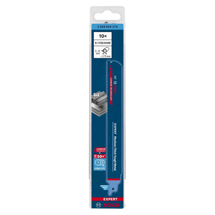 Bosch EXPERT Medium Thick Tough Metal S 1155 HHM Säbelsägeblatt 225 mm 10 Stk. ( 2608900376 ) Carbide Technology