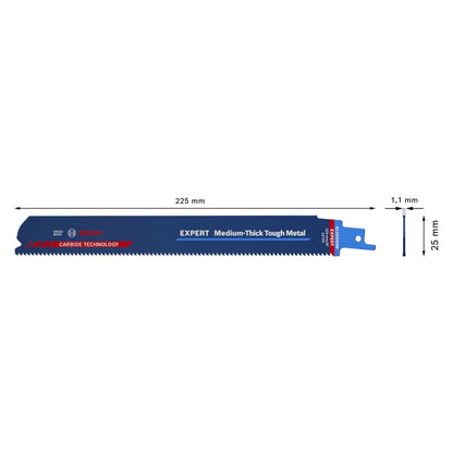 Bosch EXPERT Medium Thick Tough Metal S 1155 HHM Säbelsägeblatt 225 mm 10 Stk. ( 2608900376 ) Carbide Technology