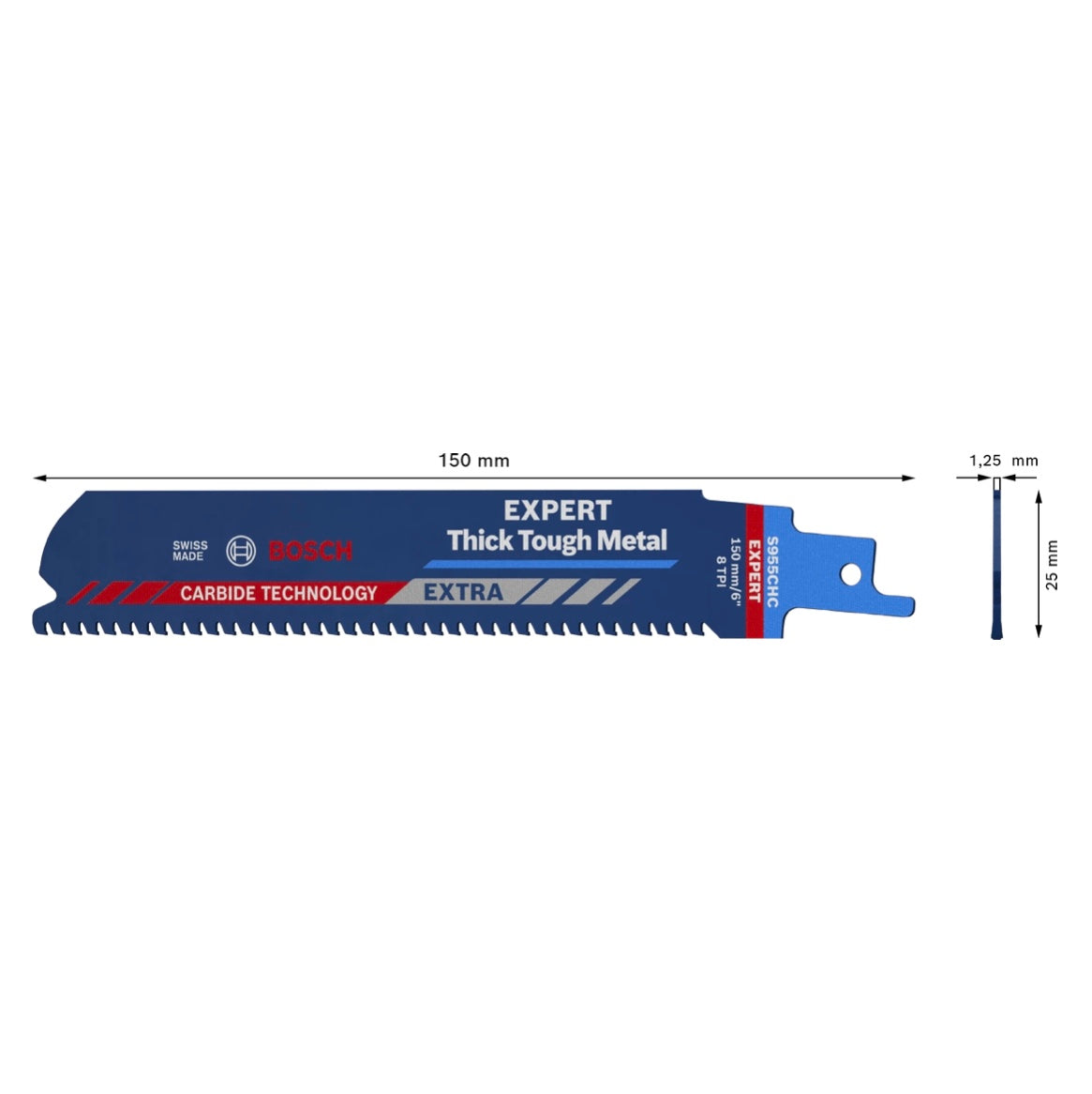 Lame de scie alternative Bosch EXPERT Thick Tough Metal S 955 CHC 150 mm 10 pièces (2608900367) Carbide Technology