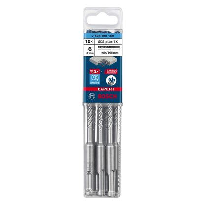 Bosch Expert SDS plus 7X marteau perforateur 6,0 x 165 mm 10 pièces (2608900160) 4 tranchants Technologie Carbure