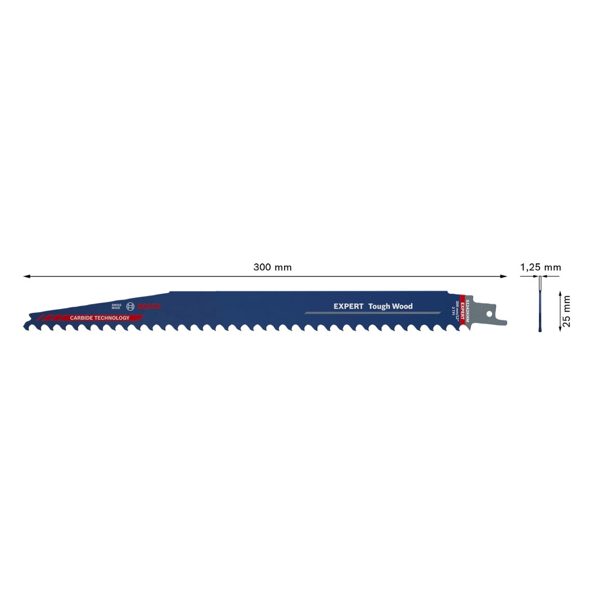 Lame de scie alternative Bosch Expert S 1242 KHM Tough Wood 300 mm 3 TPI (2608900406) Technologie Carbure