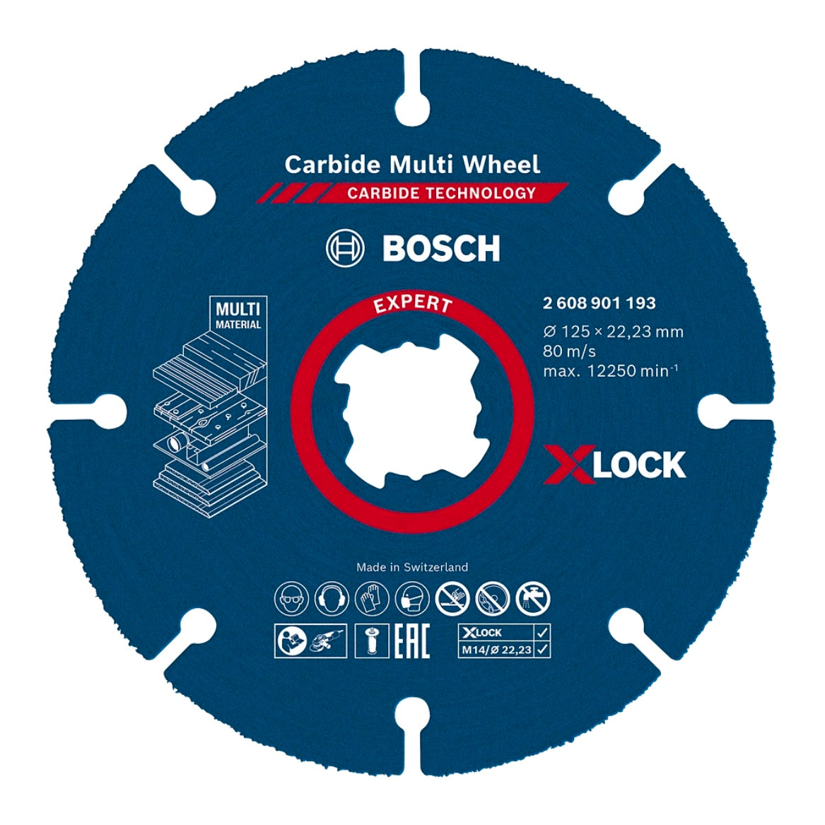 Disque à tronçonner Bosch Expert Carbide Multi Wheel X-LOCK (2608901195) 125 mm x 22,23 mm 10 pièces.