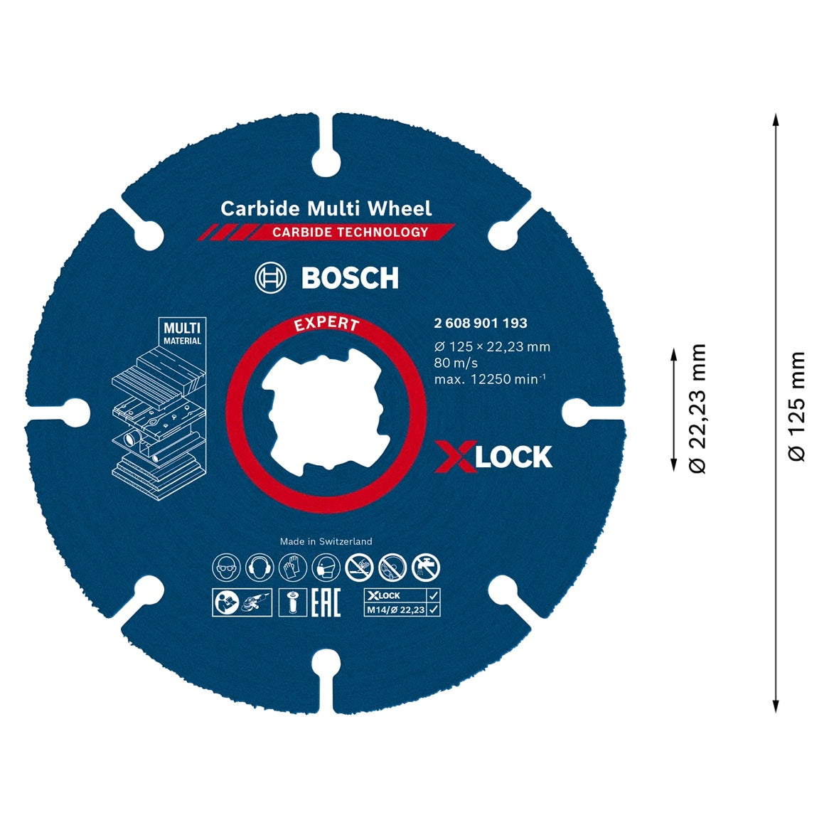 Bosch Expert Carbide Multi Wheel X-LOCK Trennscheibe ( 2608901195 ) 125 mm x 22,23 mm 10 Stk.