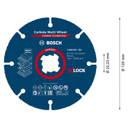 Disque à tronçonner Bosch Expert Carbide Multi Wheel X-LOCK (2608901195) 125 mm x 22,23 mm 10 pièces.