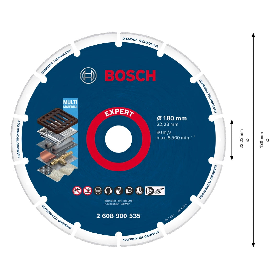 Disque à tronçonner Bosch Expert Diamond Metal Wheel 180 x 22,23 mm (2608900535) Technologie Diamant