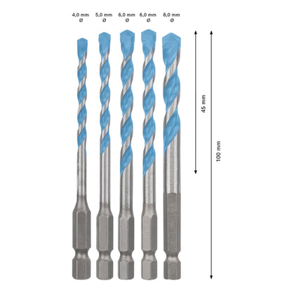 Bosch Expert HEX-9 Multi Construction Bohrer Set 5 tlg. ( 2608900585 ) 4 / 5 / 6 / 6 / 8 mm Centering Geometry - Toolbrothers