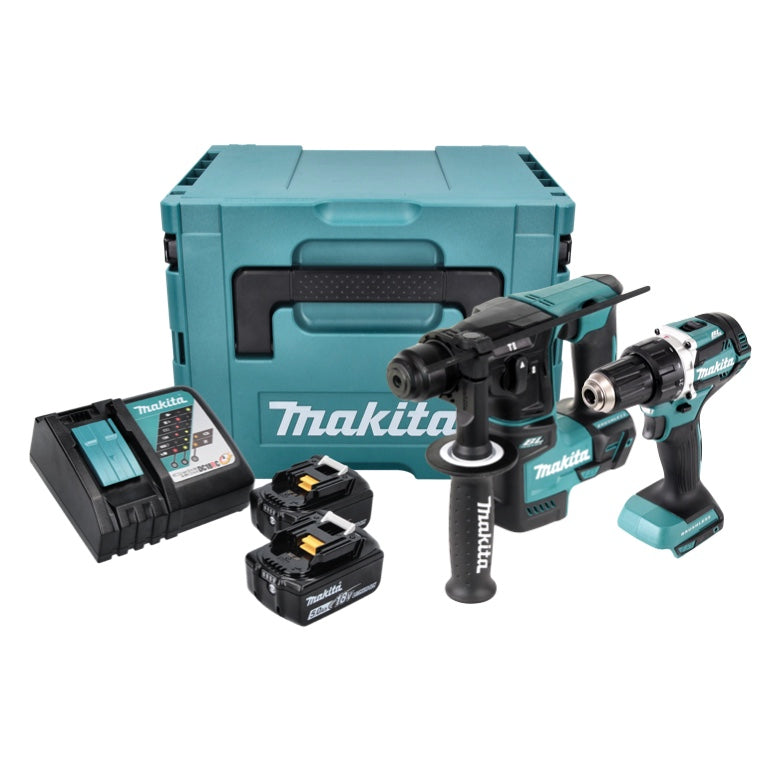 Kit combiné batterie Makita DLX 2271 TJ Perceuse sur batterie DDF 484 + perceuse à percussion sur batterie DHR 171 + 2x batterie 5,0 Ah + chargeur + Makpac