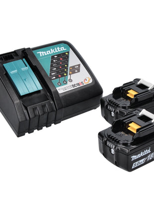 Kit combiné batterie Makita DLX 2180 TJ Perceuse à percussion sur batterie DHP 484 + Clé à chocs sur batterie DTD 153 + 2x batterie 5,0 Ah + chargeur + Makpac