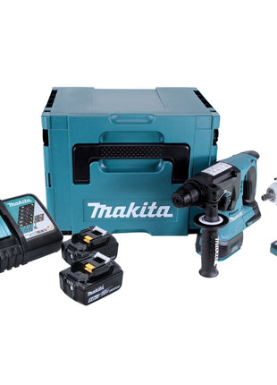 Kit combiné batterie Makita DLX 2372 TJ Perceuse à percussion sur batterie DHR 242 + Clé à chocs sur batterie DTW 300 + 2x batterie 5,0 Ah + chargeur + Makpac