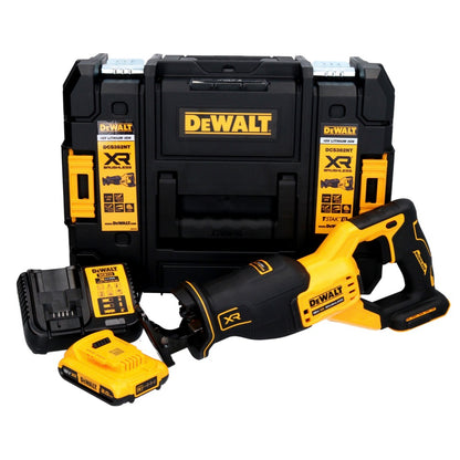 DeWalt DCS 382 D1T Akku Reciprosäge Säbelsäge 18 V Brushless + 1x Akku 2,0 Ah + Ladegerät + TSTAK