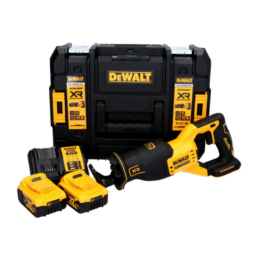 Scie alternative à batterie DeWalt DCS 382 P2T 18 V sans balais + 2x batteries 5,0 Ah + chargeur + TSTAK