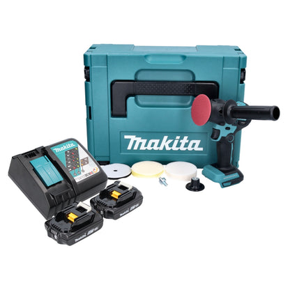 Makita DPV 300 RAJ meuleuse-polisseuse à batterie 18 V 50 / 80 mm sans balais + 2x batteries 2,0 Ah + chargeur + Makpac