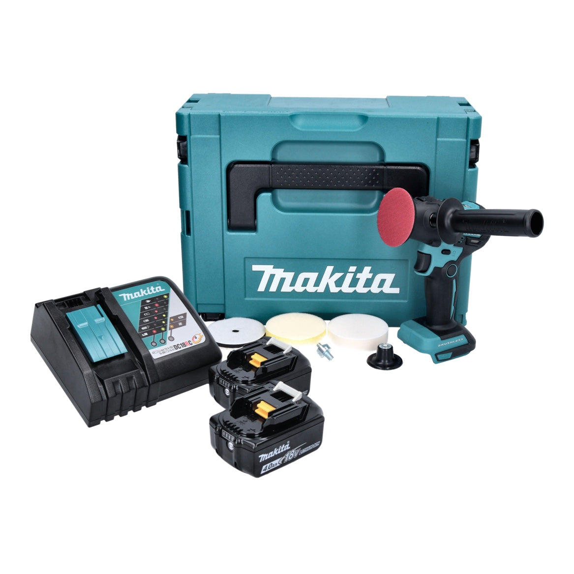 Makita DPV 300 RMJ Akku Schleifer Polierer 18 V 50 / 80 mm Brushless + 2x Akku 4,0 Ah + Ladegerät + Makpac - Toolbrothers