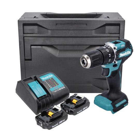 Makita DHP 487 SAX Akku Schlagbohrschrauber 18 V 40 Nm Brushless + 2x Akku 2,0 Ah + Ladegerät + Makbox