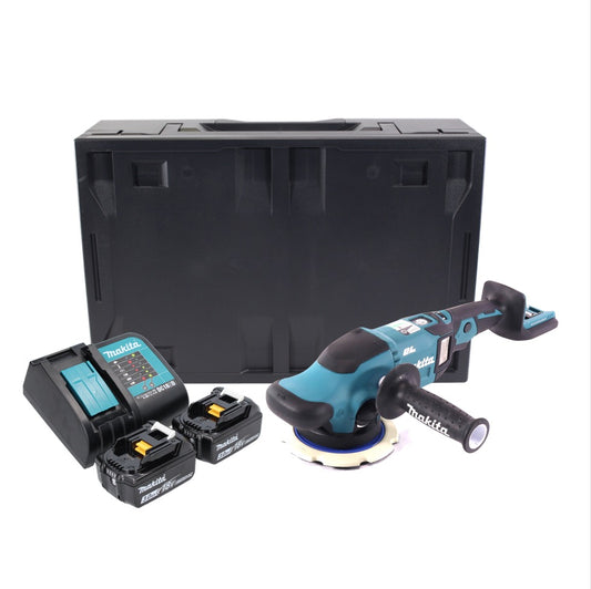 Makita DPO 600 SFX Akku Exzenterpolierer 18 V 150 mm XPT Brushless + 2x Akku 3,0 Ah + Ladegerät + Makbox Maxi