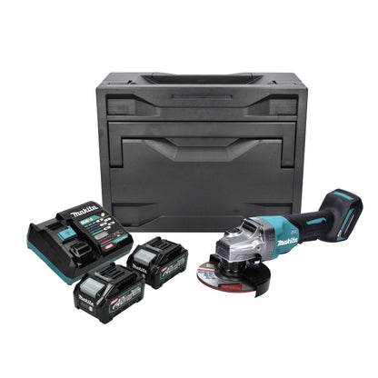 Makita GA 016 GM201X Akku Winkelschleifer 40 V max. 125 mm Brushless XGT + 2x Akku 4,0 Ah + Ladegerät + Makbox