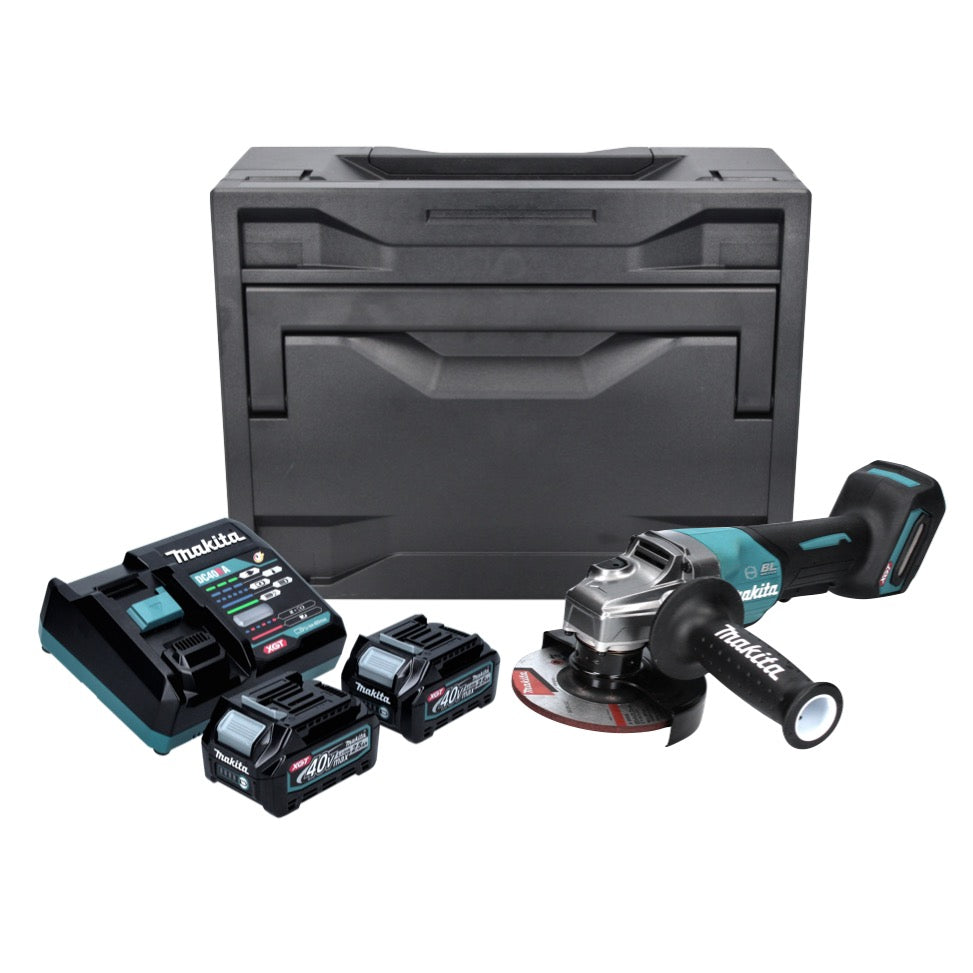 Makita GA 013 GD201X Akku Winkelschleifer 40 V max. 125 mm Brushless XGT + 2x Akku 2,5 Ah + Ladegerät + Makbox